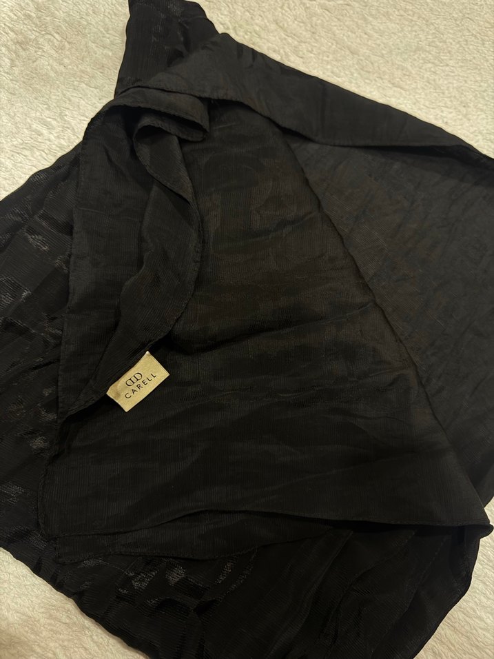 Carell Blok Desen Floş Jakar Şal Siyah - Görsel 2