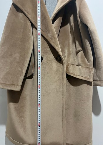 Kürklü Bej Süet Kadın Midi Kaban - Görsel 8