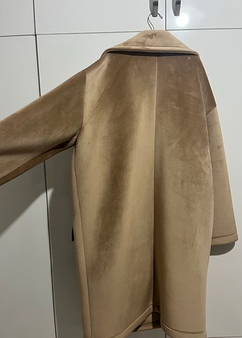 Kürklü Bej Süet Kadın Midi Kaban - Görsel 11