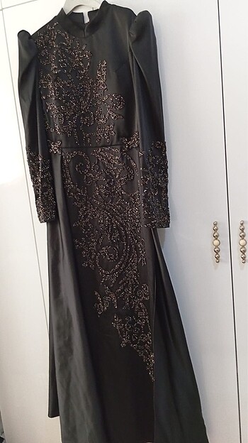 Boncuklu siyah abiye - Görsel 2