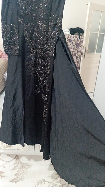 Boncuklu siyah abiye - Görsel 7