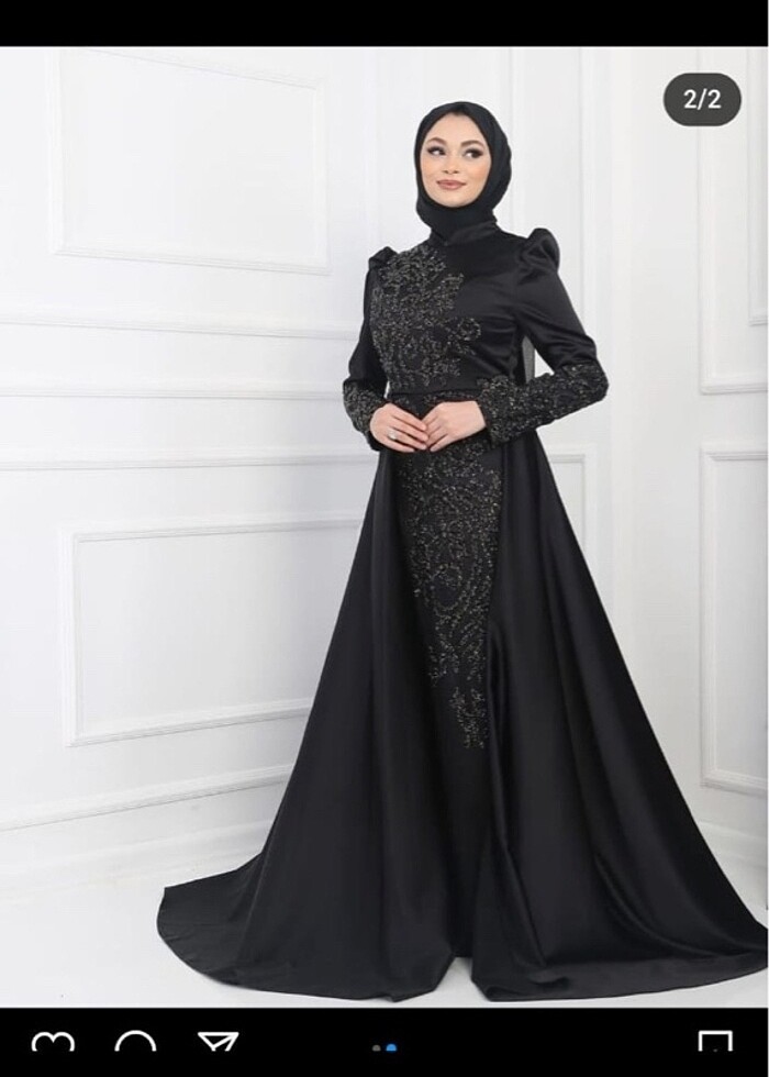 Boncuklu siyah abiye - Görsel 3