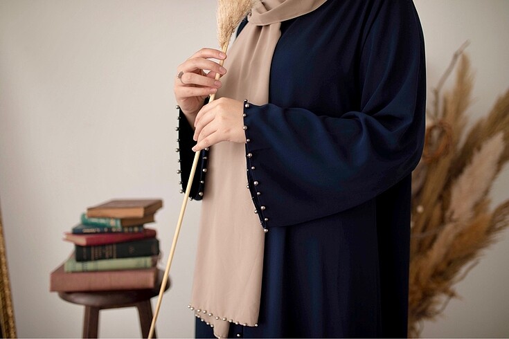 Lacivert İncili Abaya Ferace