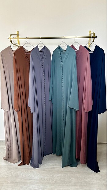 40 Beden pembe Renk İNCİLİ GÜL KURUSU ABAYA FERACE 1 BEDEN