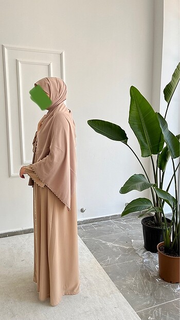 46 Beden ten rengi Renk İNCİLİ BEJ RENK ABAYA FERACE 2 BEDEN