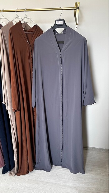 İNCİLİ GRİ RENK ABAYA FERACE 2 BEDEN