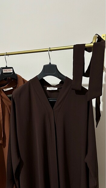 1 BEDEN ACI KAHVE DÜZ FERACE - Görsel 2