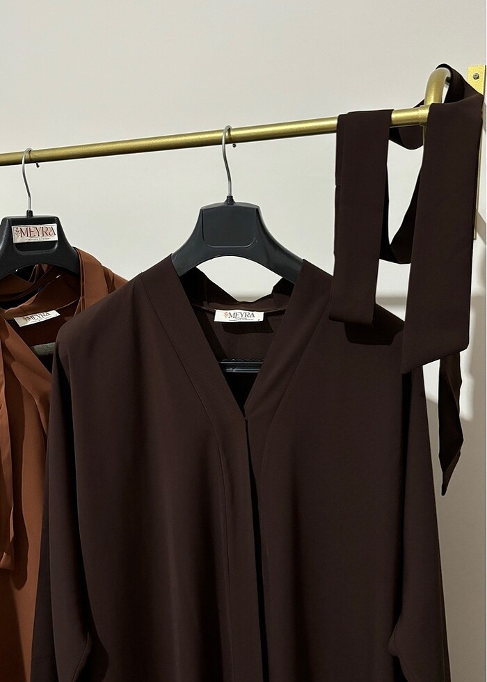 1 BEDEN ACI KAHVE DÜZ FERACE - Görsel 2