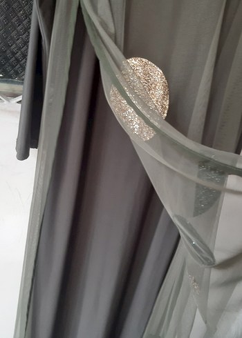 Haki, Pullu Elbise / Ferace - Görsel 2