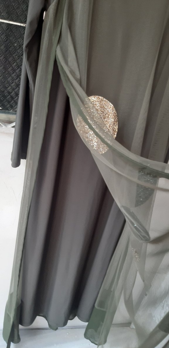 Haki, Pullu Elbise / Ferace - Görsel 2