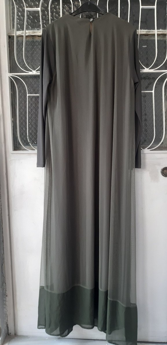 Haki, Pullu Elbise / Ferace - Görsel 4