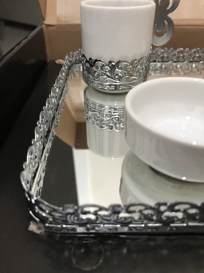 Gri Kenarlı Beyaz Kahve Fincanı  Seti - Görsel 2