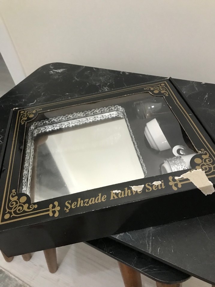 Gri Kenarlı Beyaz Kahve Fincanı  Seti - Görsel 5