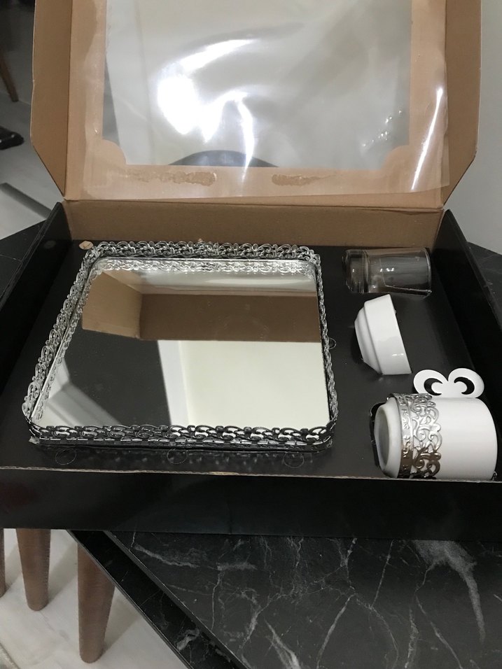 Gri Kenarlı Beyaz Kahve Fincanı  Seti - Görsel 4