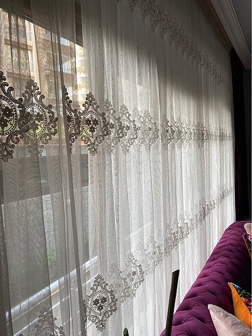 Taç Damask desenli perde