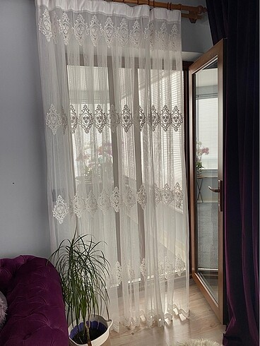 Beden beyaz Renk Damask desenli perde