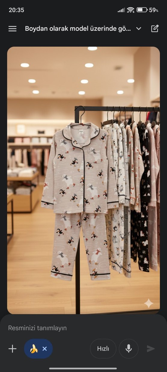 Kız Çocuk Gri Pamuklu Uzun Kollu Baskılı Pijama - Görsel 3