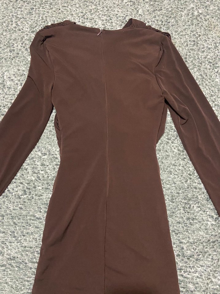 Kahverengi pencere detaylı elbise - Görsel 2