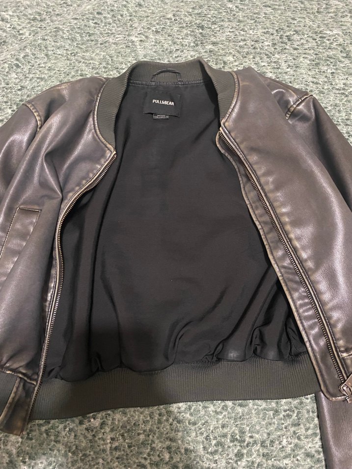 Pull and bear deri ceket - Görsel 2