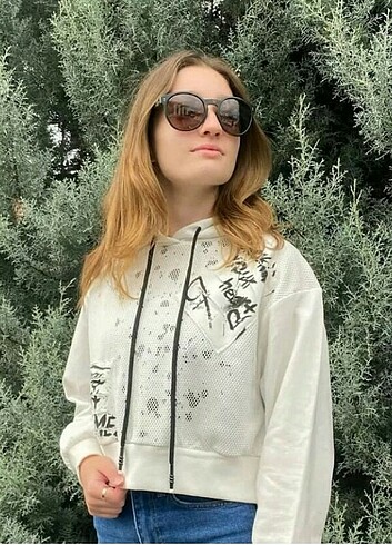 l Beden Yırtık, File Detaylı Sweatshirt