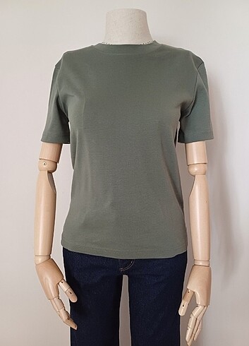 Massimo Dutti Haki Basic Tshirt