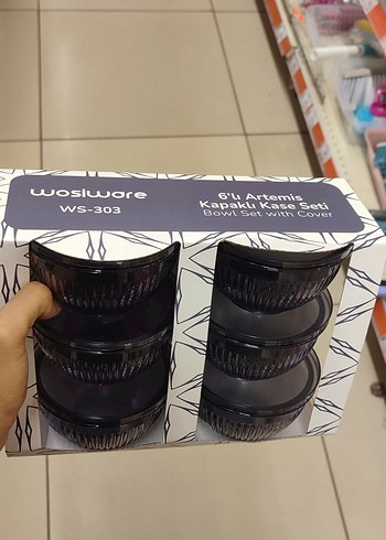 Wosliware WS-303 Kapaklı 6'lı Siyah Kase Seti
