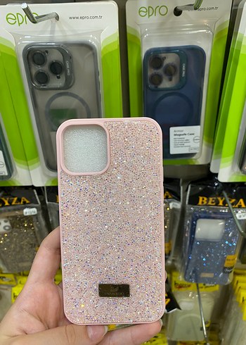 Pembe Parlak Simli Telefon Kılıfı