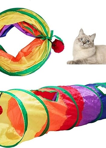 Kedi Oyun Tüneli Düz Renkli