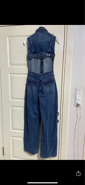 xs Beden mavi Renk Zara Etiketli Sırtı Açık Kot Tulum
