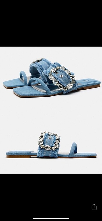 37 Beden mavi Renk Zara Etiketli Taşlı Sandalet