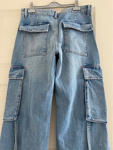 38 Beden mavi Renk Zara Etiketli Orta Bel Kargo Jean