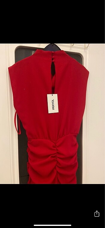 36 Beden kırmızı Renk İpekyol Etiketli Drapeli Elbise