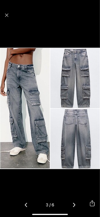 36 Beden Zara Etiketli Kargo Jean