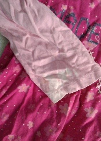 18-24 Ay Beden Kız Çocuk Pembe Uzun Kollu Fırfırlı Tişört