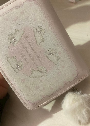 Beden beyaz Renk Toz pembe ponponlu cüzdan