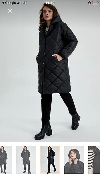 Siyah Kapitone mont - Görsel 8