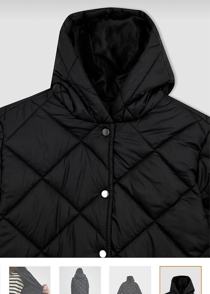 Siyah Kapitone mont - Görsel 5