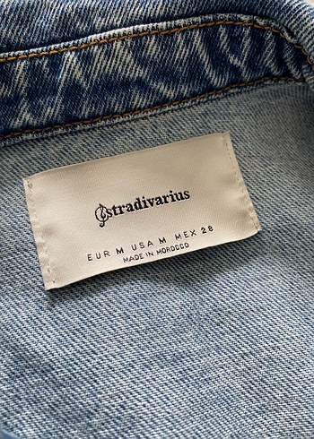 Mavi Düğmeli Kadın Denim Ceket Stradivarius - Görsel 7