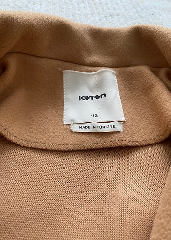 Camel renk Midi koton Kadın Kaban Düğmeli - Görsel 4