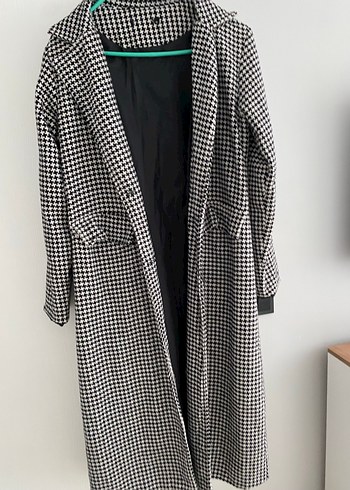 Düğmeli Uzun Gri Kazayağı Kadın Kaban - Görsel 2