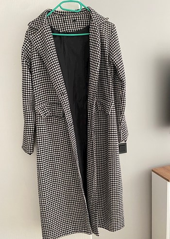 Düğmeli Uzun Gri Kazayağı Kadın Kaban - Görsel 5