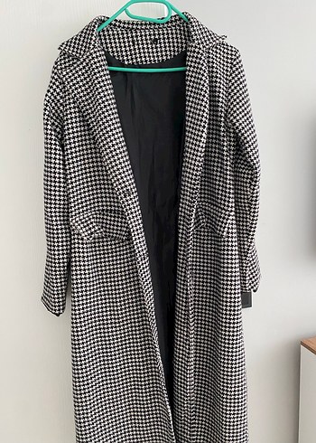 Düğmeli Uzun Gri Kazayağı Kadın Kaban - Görsel 3