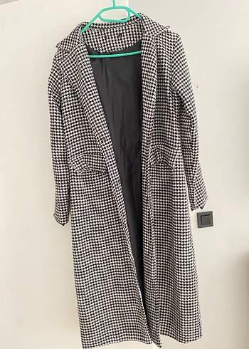 Düğmeli Uzun Gri Kazayağı Kadın Kaban - Görsel 4