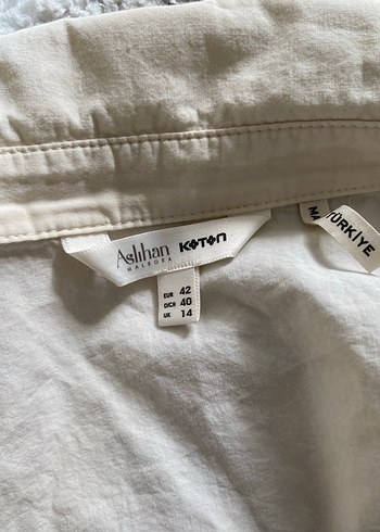 Beyaz Keten Düğmeli Salaş Kadın Gömlek - Görsel 6