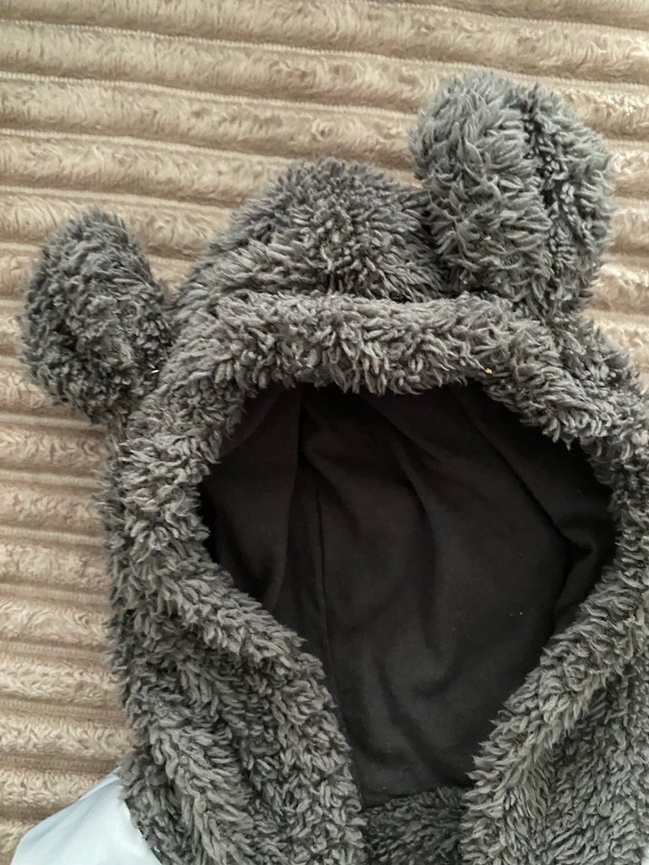 Erkek Çocuk Kapüşonlu Peluş Detaylı Gri Yelek - Görsel 2