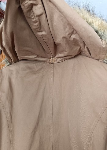 Bej Uzun Düğmeli Kadın Ceket Mont Kaban - Görsel 4