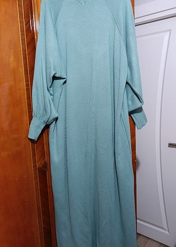 Turkuaz Uzun Kollu Salaş Kadın Elbise - Görsel 3
