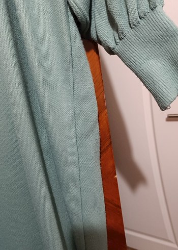 Turkuaz Uzun Kollu Salaş Kadın Elbise - Görsel 4