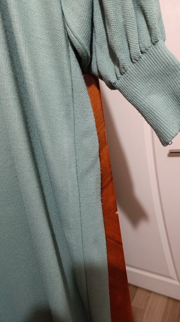 Turkuaz Uzun Kollu Salaş Kadın Elbise - Görsel 4