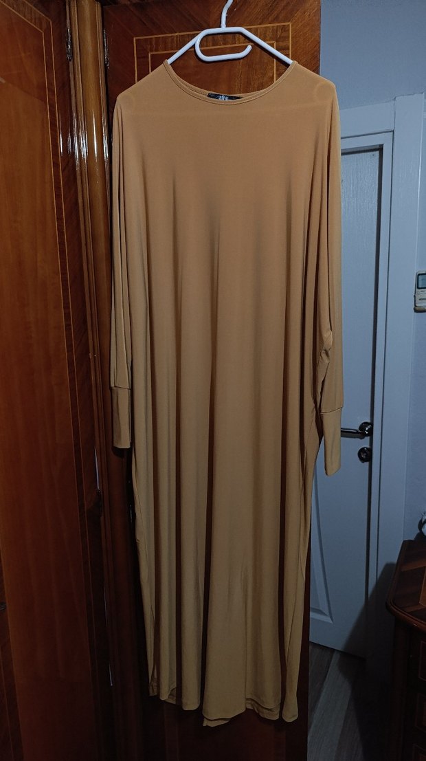 Hardal rengi Yarasa Kol Elbise - Görsel 2